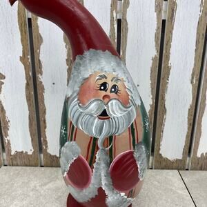 Hand Painted Santa Gourd West Mountain Gourd Farm Handcrafted Originals 15 1/2”